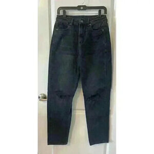 American Eagle Womens Jeans Black Size 4 Xlong Mom Straight Jean distressed
